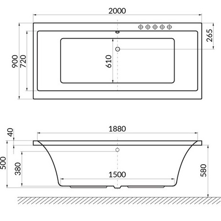 Ванна гидромассажная Excellent Pryzmat SOFT WAEX.PRY20.SOFT.WH 200x90 (белый глянцевый), каркас, слив-перелив