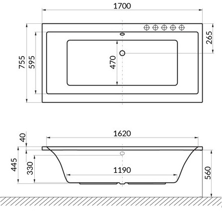 Ванна гидромассажная Excellent Pryzmat SOFT WAEX.PRY17.SOFT.WH 170x75 (белый глянцевый), каркас, слив-перелив