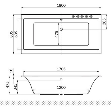 Ванна гидромассажная встраиваемая Excellent Pryzmat Slim ULTRA WAEX.PRY18S.ULTRA.CR 180x80 (белый глянцевый, хром), каркас, слив-перелив