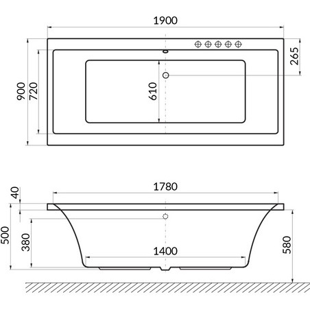 Ванна гидромассажная Excellent Pryzmat SOFT WAEX.PRY19.SOFT.WH 190x90 (белый глянцевый), каркас, слив-перелив