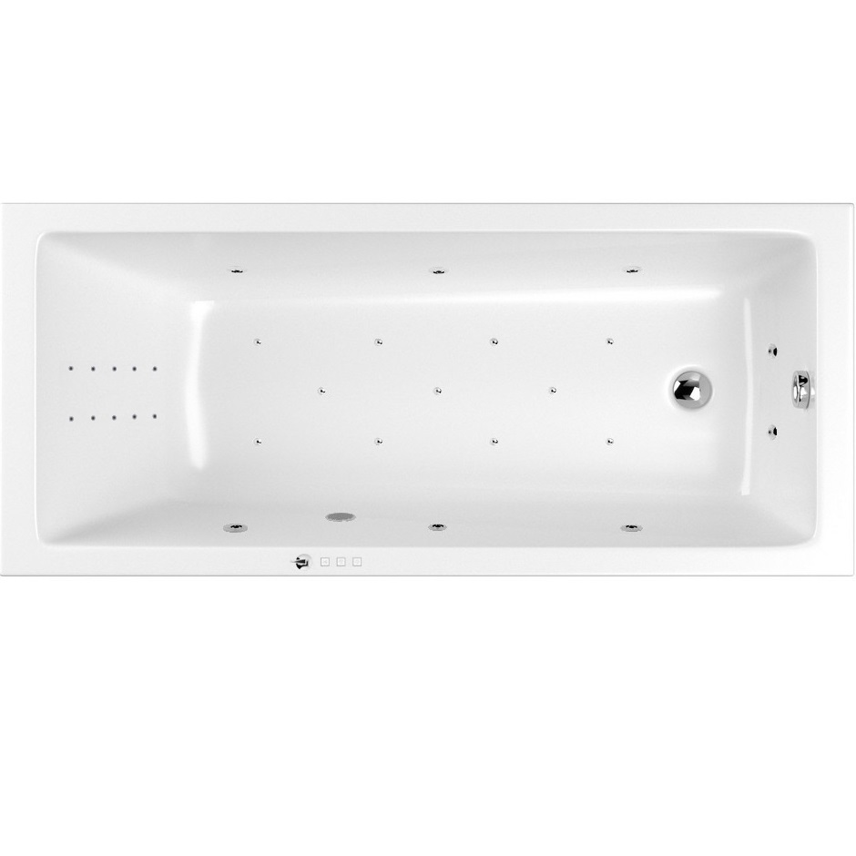 Ванна гидромассажная пристенная Whitecross Wave ULTRA NANO 0101.160080.100.ULTRANANO.CR 160x80 (хром, белый), каркас, слив-перелив
