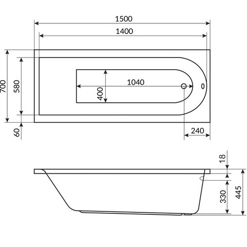 Ванна гидромассажная встраиваемая Excellent Aurum Slim HYDRO+ WAEX.AUR15S.HYDRO+.CR 150x70 (белый глянцевый, хром), каркас, слив-перелив