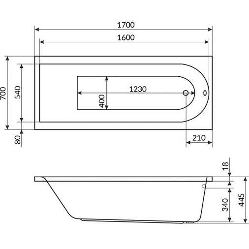 Ванна гидромассажная встраиваемая Excellent Aurum Slim HYDRO WAEX.AUR17S.HYDRO.CR 170x70 (белый глянцевый, хром), каркас, слив-перелив