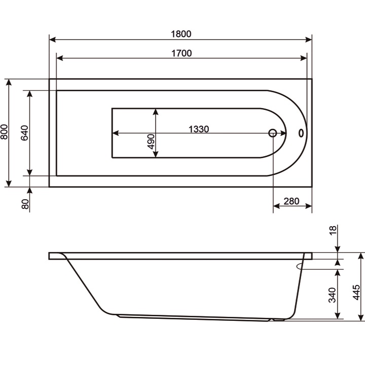 Ванна гидромассажная встраиваемая Excellent Aurum Slim HYDRO WAEX.AUR18S.HYDRO.CR 180x80 (белый глянцевый, хром), каркас, слив-перелив