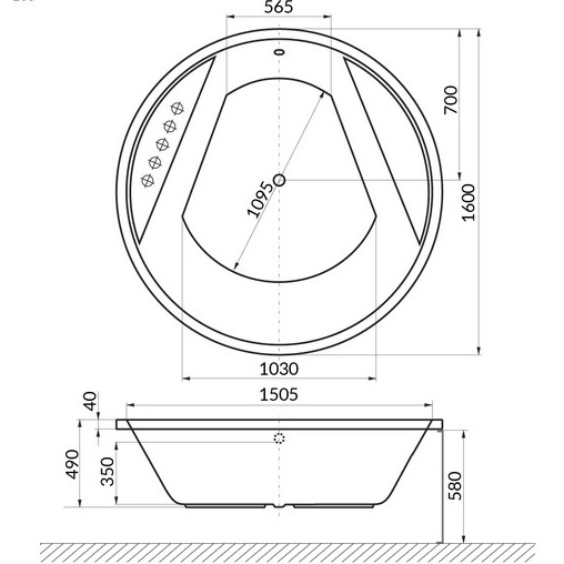 Ванна гидромассажная встраиваемая Excellent Great Arc LINE WAEX.GRE16.LINE.WH 160 (белый), каркас, слив-перелив