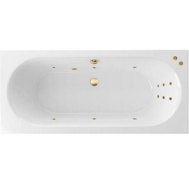Ванна гидромассажная встраиваемая Excellent Oceana Slim LINE WAEX.OCE18S.LINE.GL 180x80 (белая глянцевая, золотой), каркас, слив-перелив