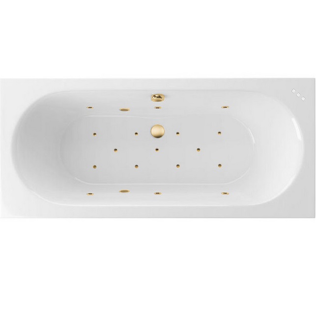 Ванна гидромассажная встраиваемая Excellent Oceana Slim RELAX WAEX.OCE18S.RELAX.GL 180x80 (белая глянцевая, золотой), каркас, слив-перелив