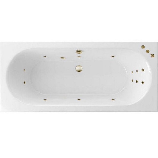 Ванна гидромассажная встраиваемая Excellent Oceana Slim SMART WAEX.OCE18S.SMART.BR 180x80 (белая глянцевая, бронза), каркас, слив-перелив