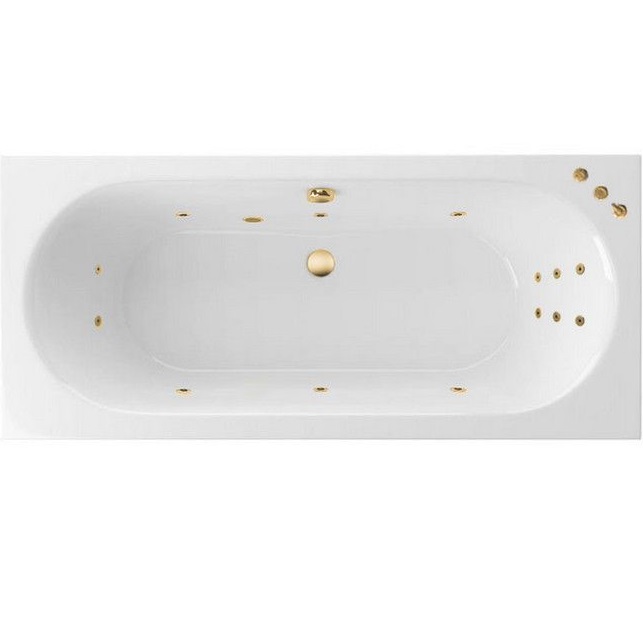 Ванна гидромассажная встраиваемая Excellent Oceana Slim SMART WAEX.OCE18S.SMART.GL 180x80 (белая глянцевая, золотой), каркас, слив-перелив