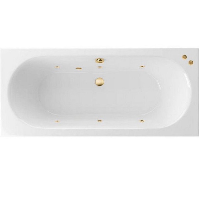 Ванна гидромассажная встраиваемая Excellent Oceana Slim SOFT WAEX.OCE18S.SOFT.GL 180x80 (белая глянцевая, золотой), каркас, слив-перелив