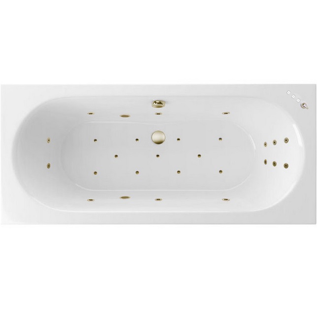 Ванна гидромассажная встраиваемая Excellent Oceana Slim ULTRA WAEX.OCE18S.ULTRA.BR 180x80 (белая глянцевая, бронза), каркас, слив-перелив