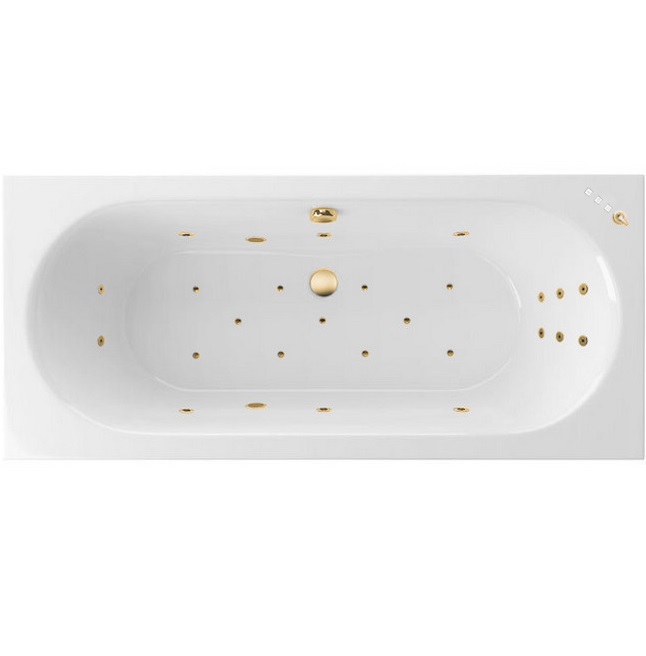 Ванна гидромассажная встраиваемая Excellent Oceana Slim ULTRA WAEX.OCE18S.ULTRA.GL 180x80 (белая глянцевая, золотой), каркас, слив-перелив