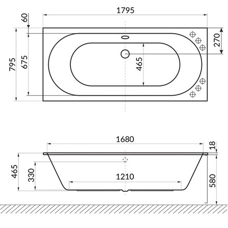 Ванна гидромассажная встраиваемая Excellent Oceana Slim ULTRA WAEX.OCE18S.ULTRA.WH 180x80 (белая глянцевая), каркас, слив-перелив