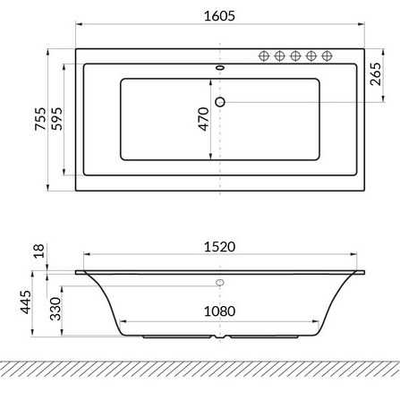 Ванна гидромассажная встраиваемая Excellent Pryzmat Slim ULTRA WAEX.PRY16S.ULTRA.CR 160x75 (белый глянцевый, хром), каркас, слив-перелив