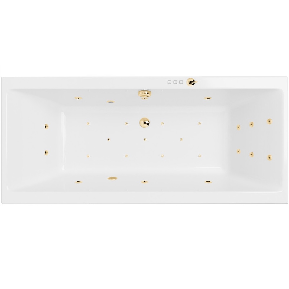 Ванна гидромассажная встраиваемая Excellent Pryzmat Slim ULTRA WAEX.PRY18S.ULTRA.GL 180x80 (белый глянцевый, золотой), каркас, слив-перелив