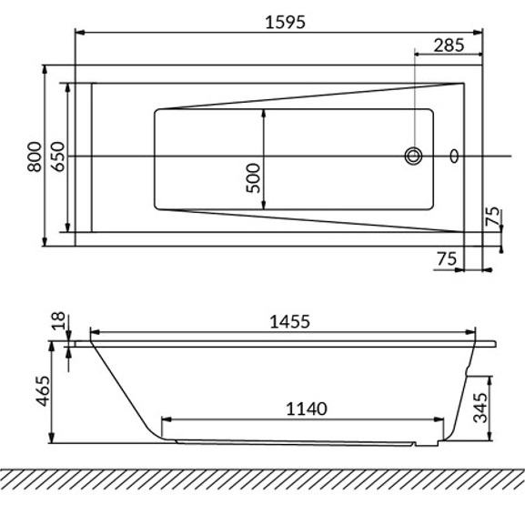 Ванна гидромассажная встраиваемая Whitecross Wave Slim LINE NANO 0111.160080.100.LINENANO.GL 160x80 (золотой, белый), каркас, слив-перелив