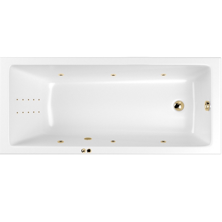 Ванна гидромассажная встраиваемая Whitecross Wave Slim LINE NANO 0111.180080.100.LINENANO.GL 180x80 (золотой, белый), каркас, слив-перелив