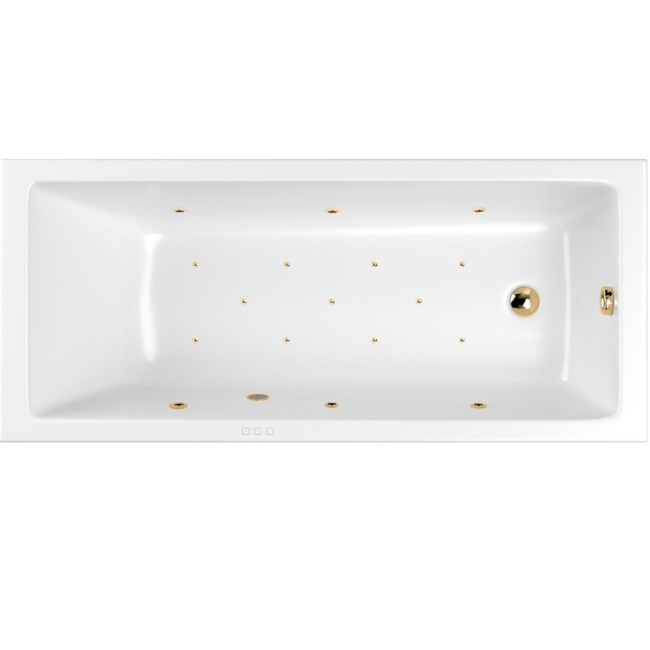 Ванна гидромассажная встраиваемая Whitecross Wave Slim RELAX 0111.160070.100.RELAX.GL 160x70 (золотой, белый), каркас, слив-перелив