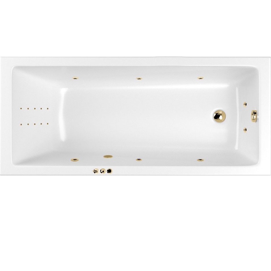 Ванна гидромассажная встраиваемая Whitecross Wave Slim SMART NANO 0111.180080.100.SMARTNANO.GL 180x80 (золотой, белый), каркас, слив-перелив