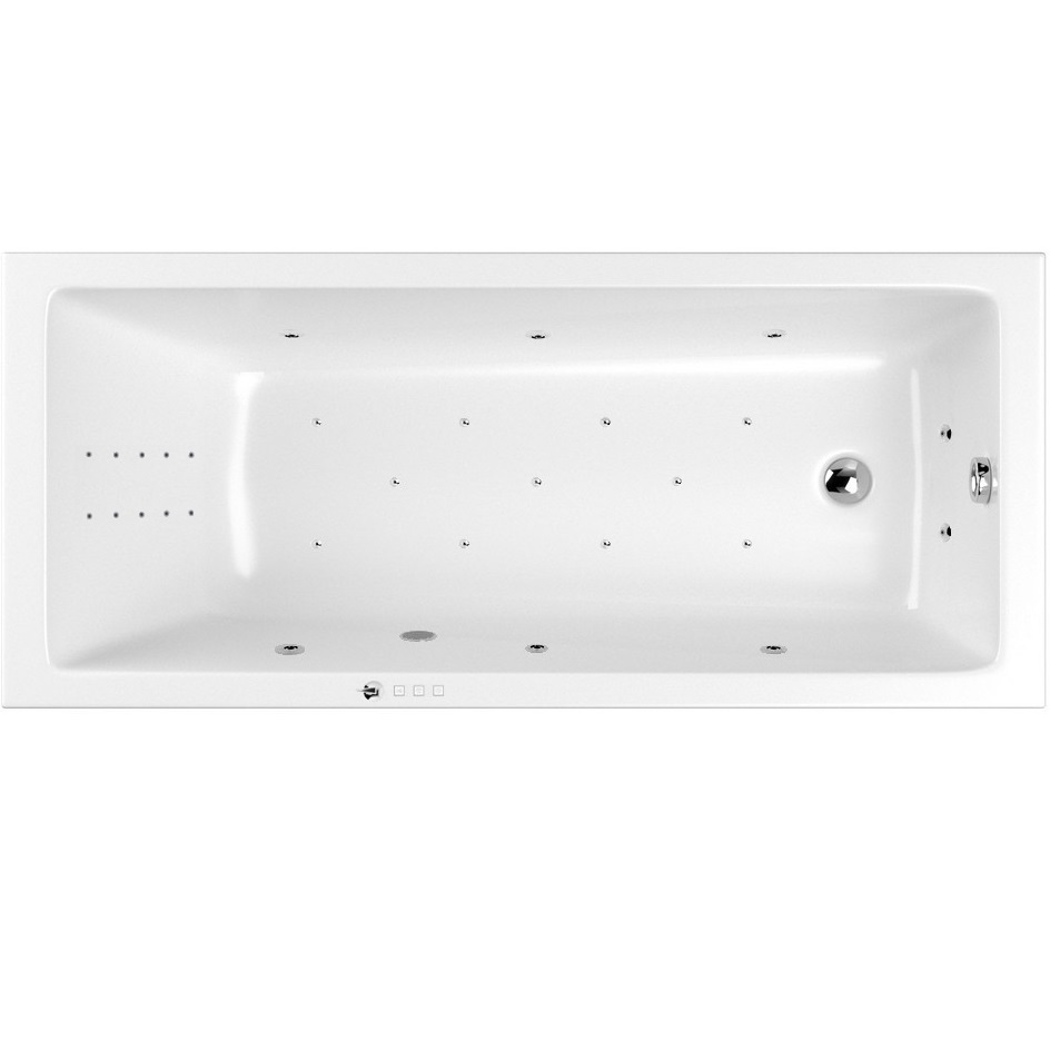 Ванна гидромассажная встраиваемая Whitecross Wave Slim ULTRA NANO 0111.160080.100.ULTRANANO.CR 160x80 (хром, белый), каркас, слив-перелив