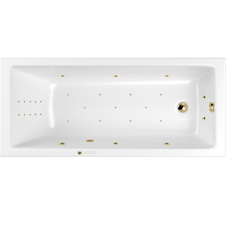 Ванна гидромассажная встраиваемая Whitecross Wave Slim ULTRA NANO 0111.170070.100.ULTRANANO.GL 170x70 (золотой, белый), каркас, слив-перелив