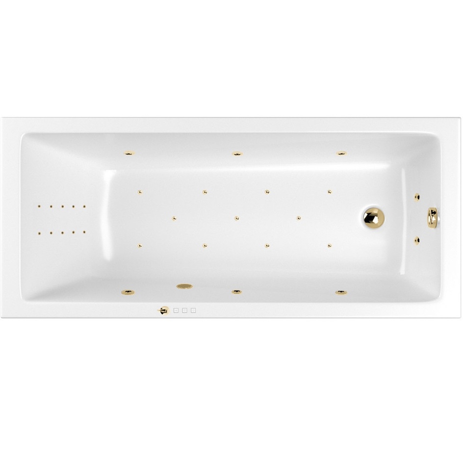 Ванна гидромассажная встраиваемая Whitecross Wave Slim ULTRA NANO 0111.170075.100.ULTRANANO.GL 170x75 (золотой, белый), каркас, слив-перелив