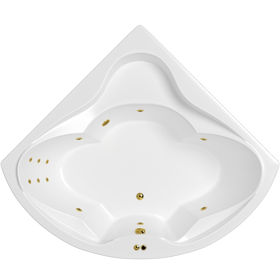 Ванна гидромассажная Whitecross Konsul LINE 0110.150150.100.LINE.GL 150x150 (белый глянцевый, золотой), каркас, слив-перелив