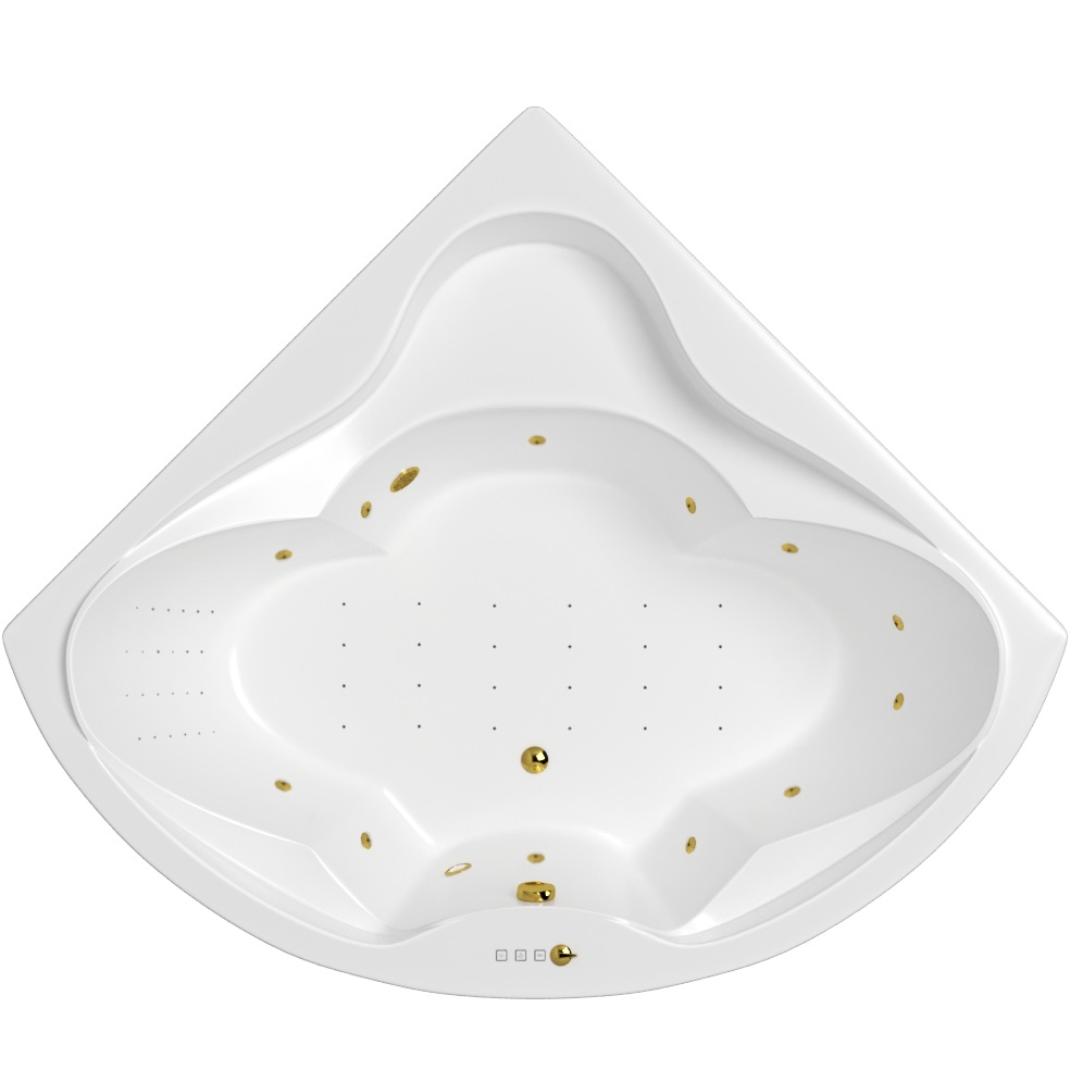 Ванна гидромассажная Whitecross Konsul NANO 0110.150150.100.NANO.GL 150x150 (белый глянцевый, золотой), каркас, слив-перелив