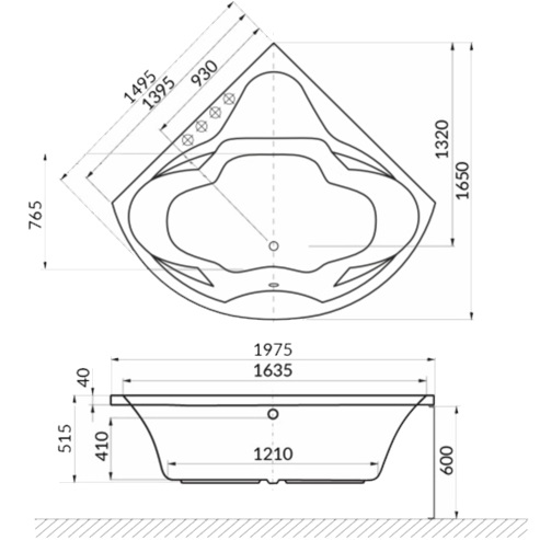 Ванна гидромассажная Whitecross Konsul NANO 0110.150150.100.NANO.CR 150x150 (белый глянцевый, хром), каркас, слив-перелив