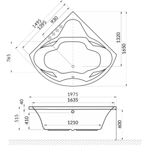 Ванна гидромассажная Whitecross Konsul ULTRA 0110.150150.100.ULTRA.CR 150x150 (белый глянцевый, хром), каркас, слив-перелив