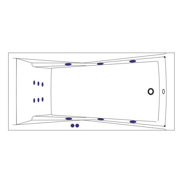 Ванна гидромассажная Whitecross Palace LINE 0104.180080.100.LINE.CR 180x80 (белый глянцевый, хром), каркас, слив-перелив