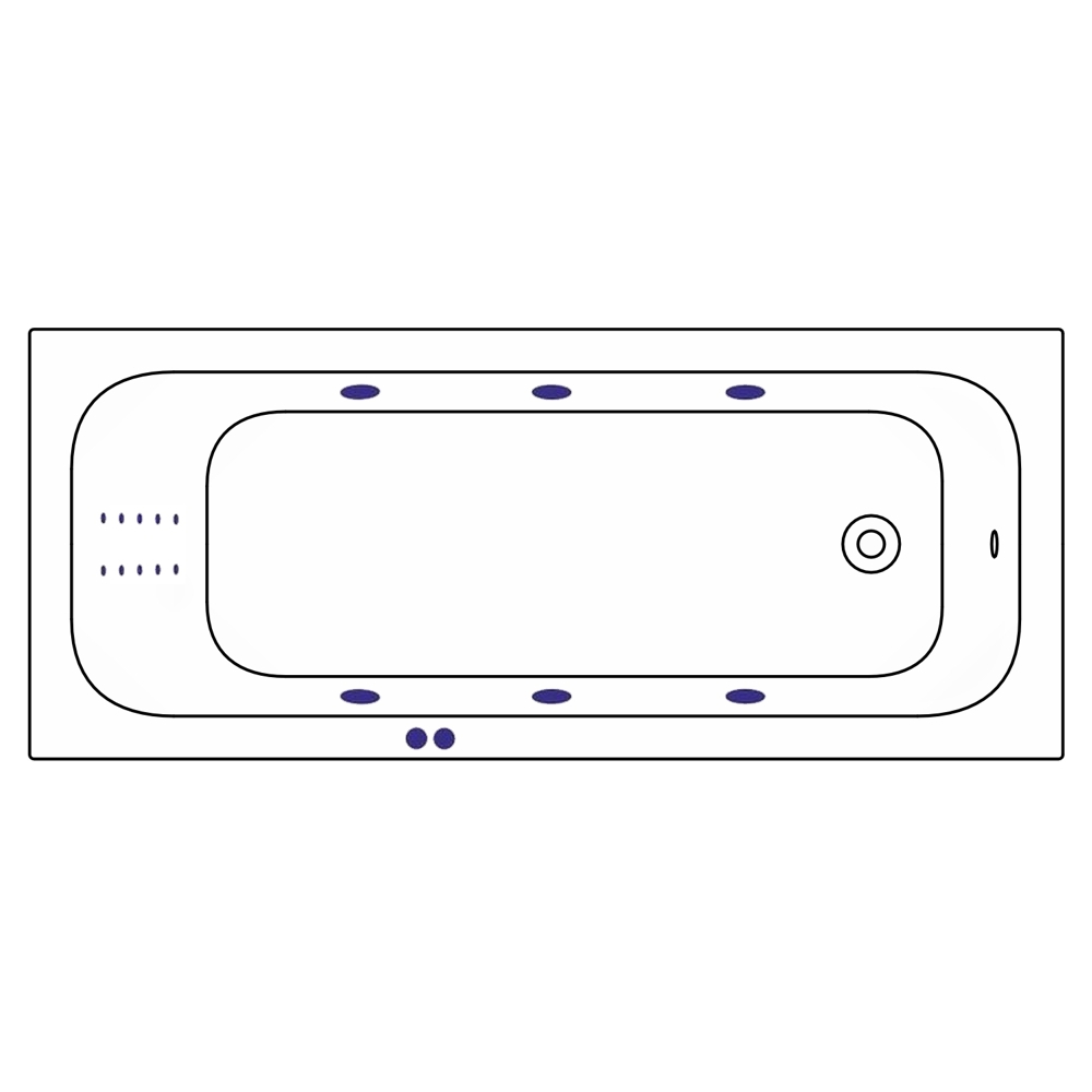 Ванна гидромассажная Whitecross Vibe LINE NANO 0105.170070.100.LINENANO.CR 170x70 (белый глянцевый, хром), каркас, слив-перелив
