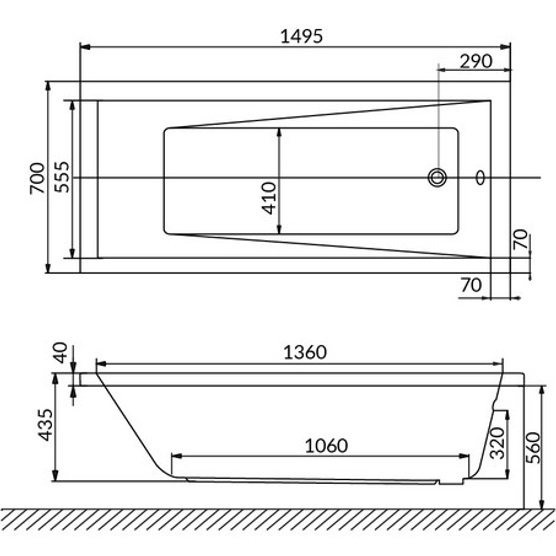 Ванна гидромассажная Whitecross Wave LINE NANO 0101.150070.100.LINENANO.GL 150x70 (золотой, белый), каркас, слив-перелив