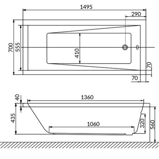 Ванна гидромассажная Whitecross Wave SOFT 0101.150070.100.SOFT.CR 150x70 (белый глянцевый, хром), каркас, слив-перелив