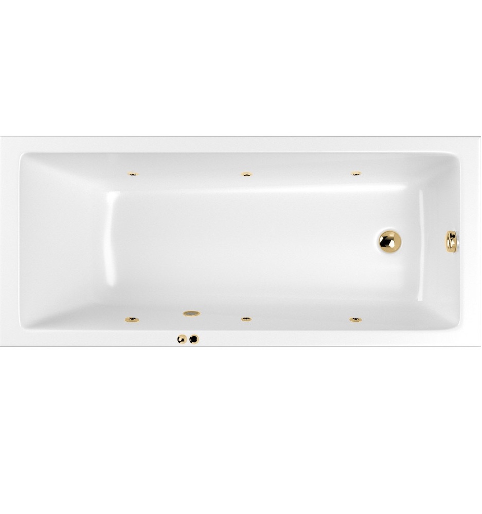 Ванна гидромассажная Whitecross Wave SOFT 0101.160080.100.SOFT.GL 160x80 (белый глянцевый, золотой), каркас, слив-перелив