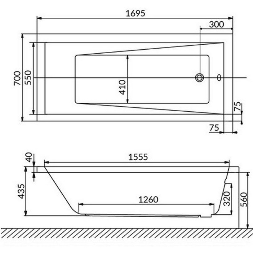 Ванна гидромассажная Whitecross Wave SOFT 0101.170070.100.SOFT.CR 170x70 (белый глянцевый, хром), каркас, слив-перелив