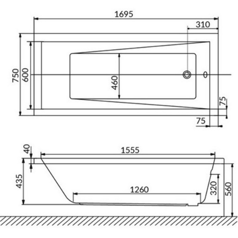 Ванна гидромассажная Whitecross Wave SOFT 0101.170075.100.SOFT.GL 170x75 (белый глянцевый, золотой), каркас, слив-перелив