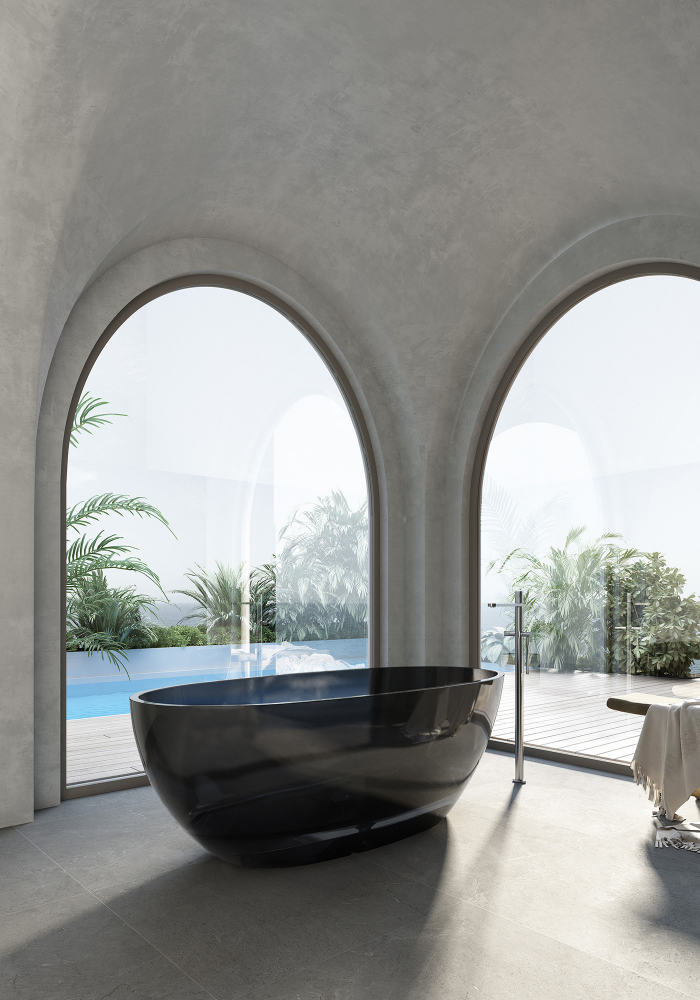 Ванна отдельностоящая Abber Kristall AT9701Onyx-1.5 150x75x58 (черный), донный клапан