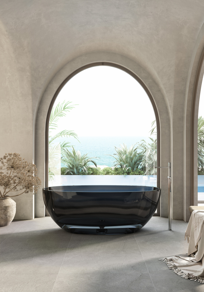 Ванна отдельностоящая Abber Kristall AT9701Onyx-1.5 150x75x58 (черный), донный клапан