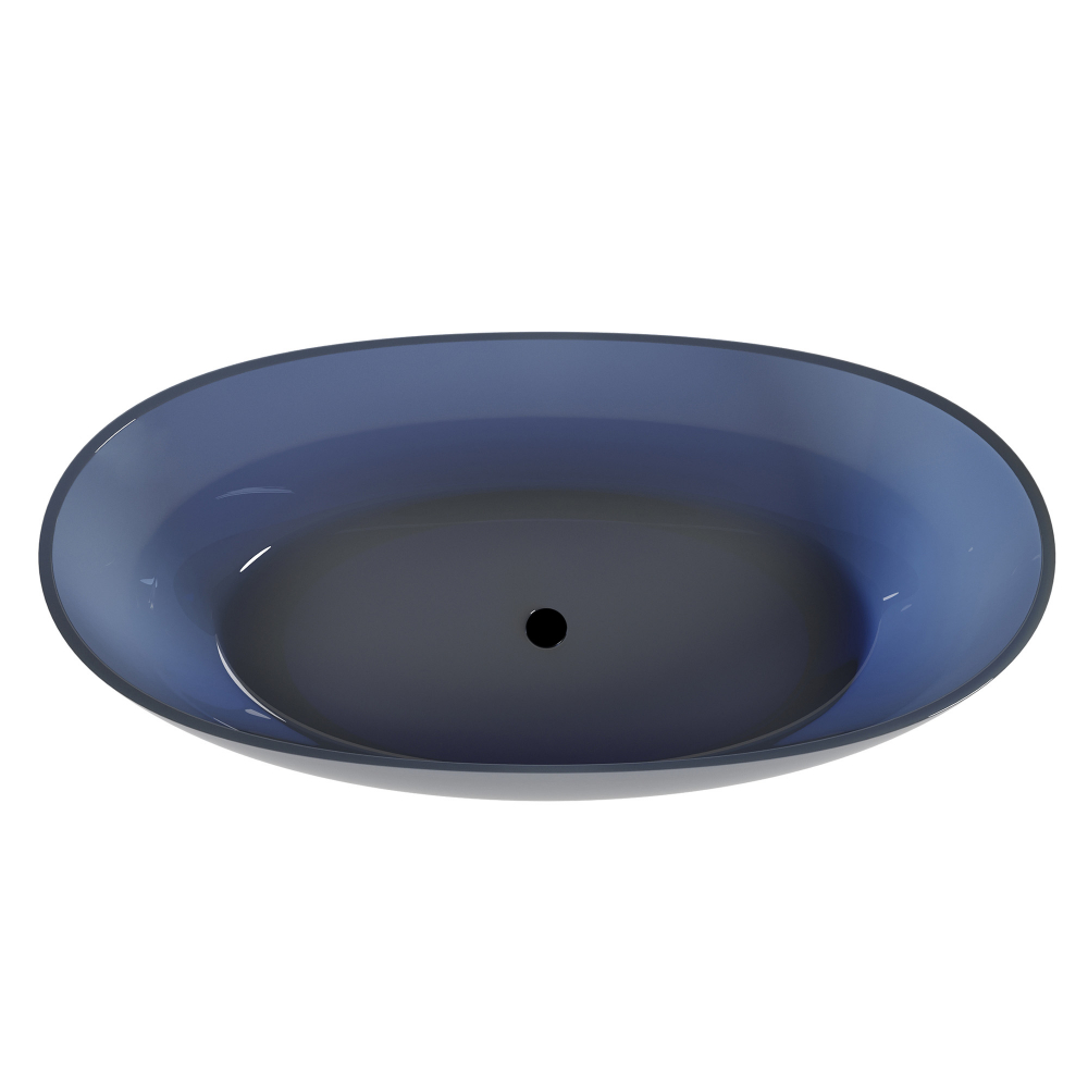 Ванна отдельностоящая Abber Kristall AT9701Saphir 165x78x58 (синий), донный клапан