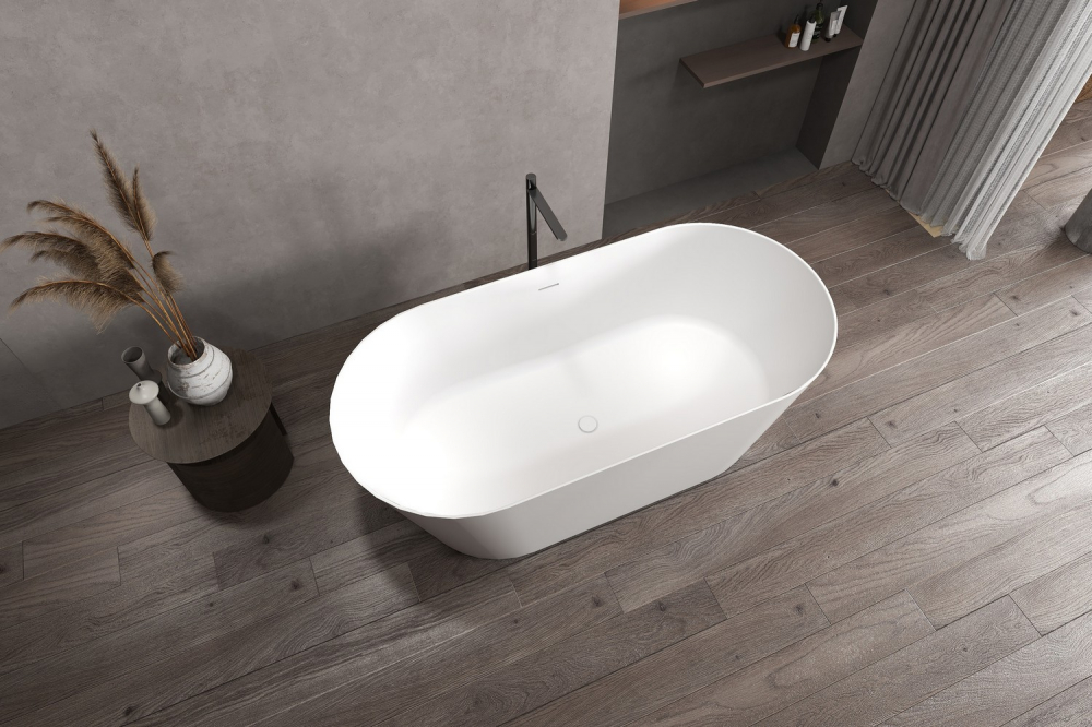 Ванна отдельностоящая Abber Stein AS9605 170x80x58 (белый), слив-перелив, иск.камень