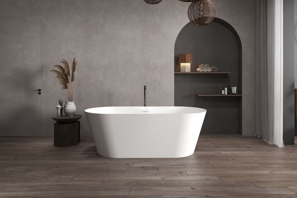 Ванна отдельностоящая Abber Stein AS9605 170x80x58 (белый), слив-перелив, иск.камень