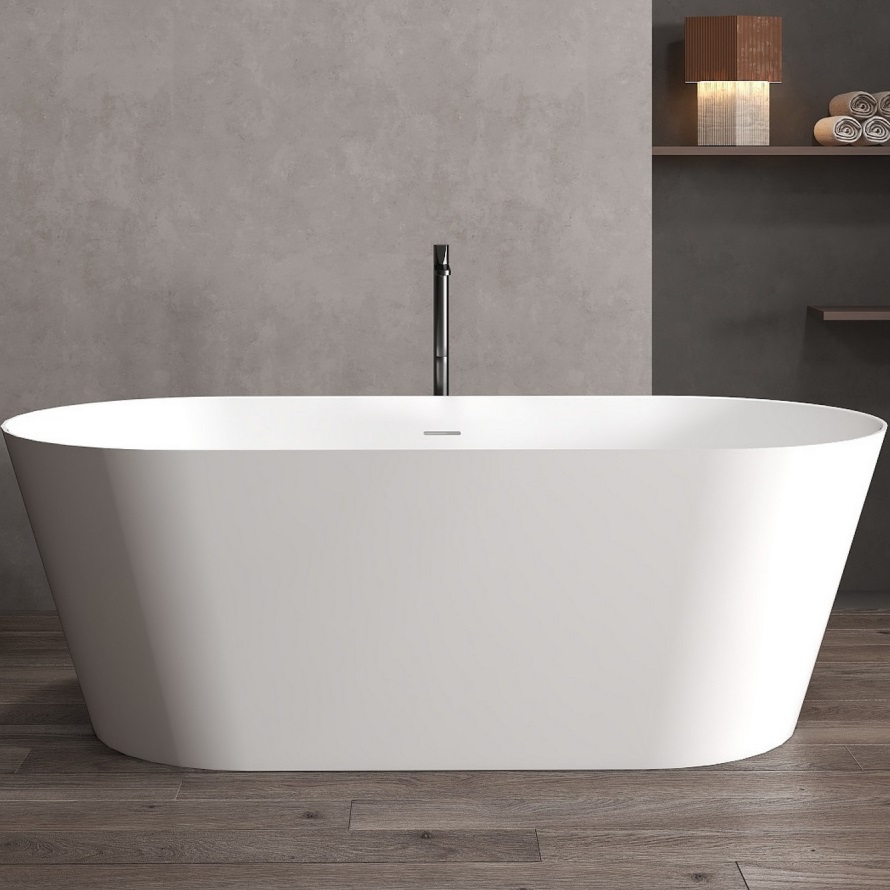 Ванна отдельностоящая Abber Stein AS9605 170x80x58 (белый), слив-перелив, иск.камень