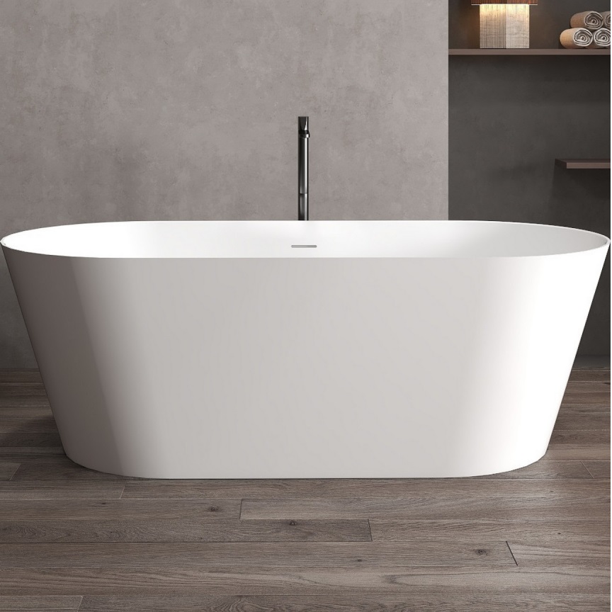 Ванна отдельностоящая Abber Stein AS9626 160x70x58 (белый матовый), слив-перелив, иск.камень