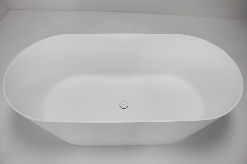 Ванна отдельностоящая Abber Stein AS9626 160x70x58 (белый матовый), слив-перелив, иск.камень