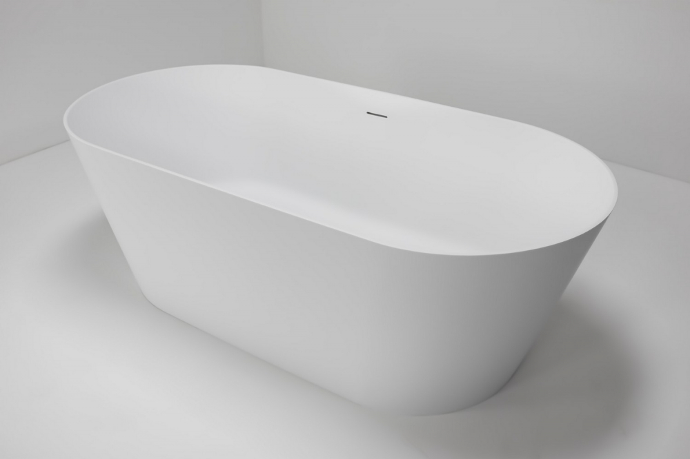 Ванна отдельностоящая Abber Stein AS9626 160x70x58 (белый матовый), слив-перелив, иск.камень