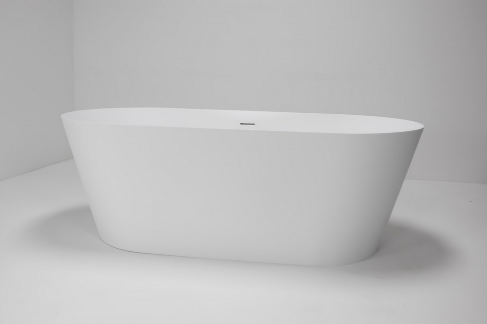 Ванна отдельностоящая Abber Stein AS9626 160x70x58 (белый матовый), слив-перелив, иск.камень