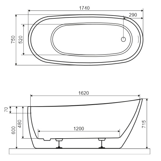 Ванна отдельностоящая Excellent Comfort 2.0 WAEX.CMP2.17WB 175x74 (белая/черная)