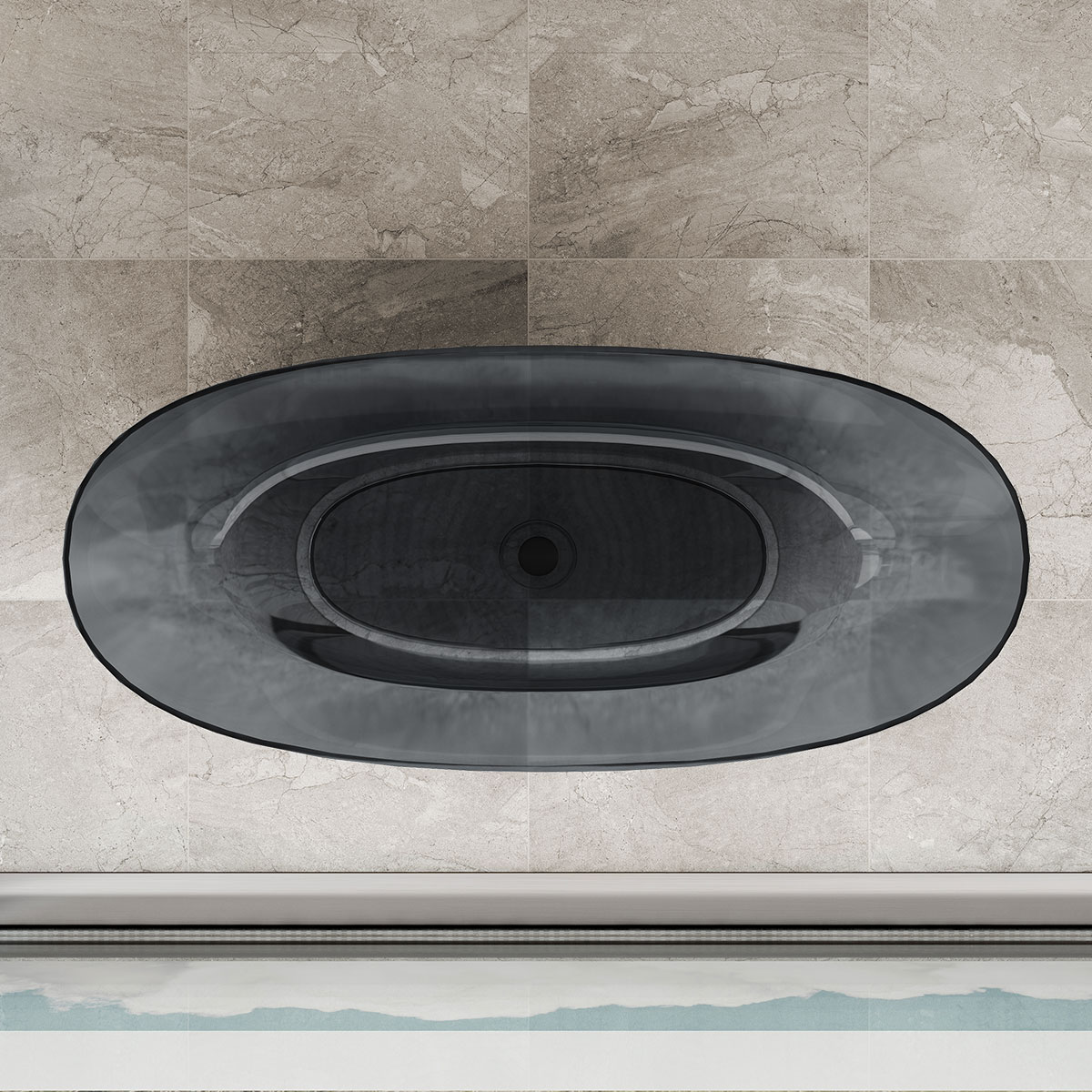 Ванна отдельностоящая прозрачная Vincea Solid Surface VBT-6T01B 170x75 (чёрный) , слив-перелив в комплекте