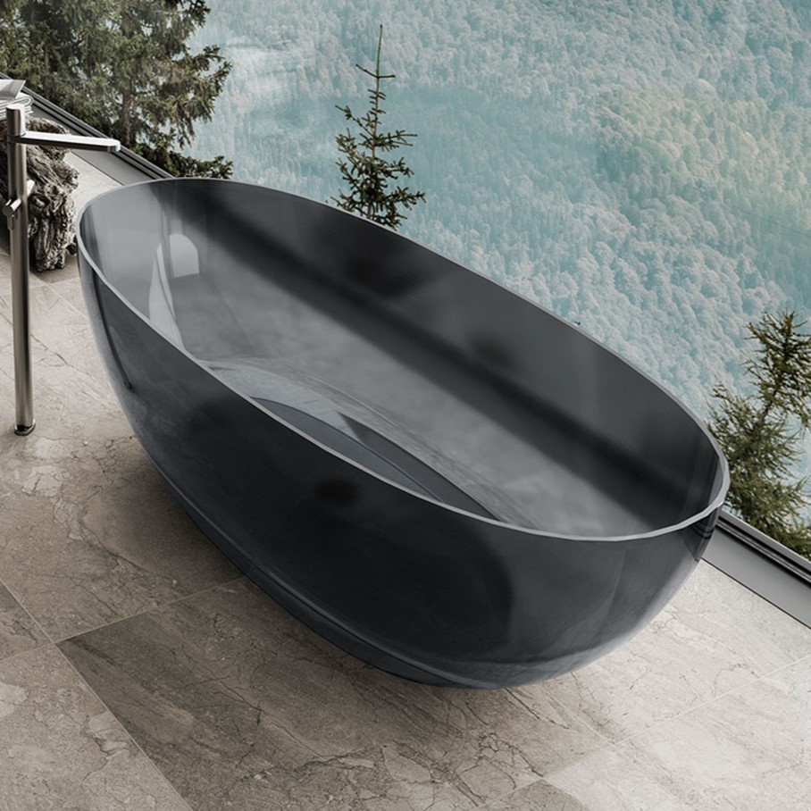 Ванна отдельностоящая прозрачная Vincea Solid Surface VBT-6T01B 170x75 (чёрный) , слив-перелив в комплекте